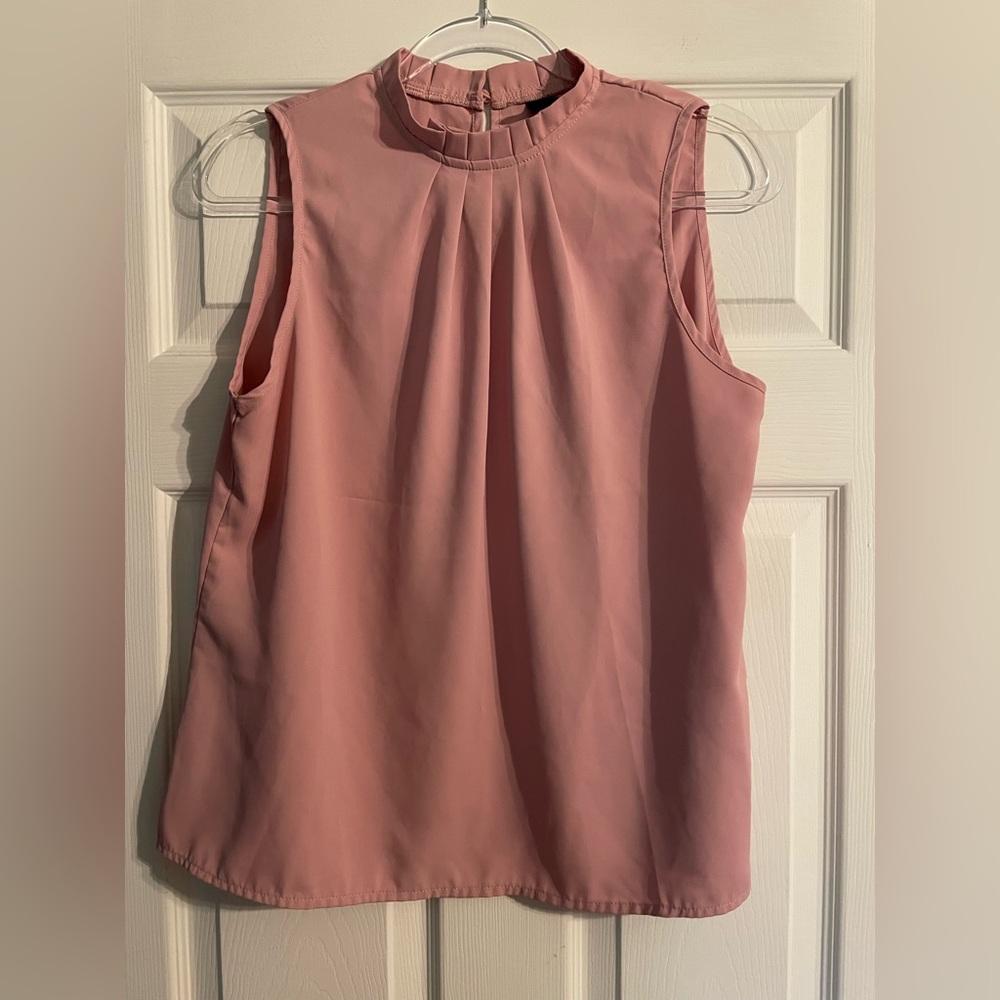SHEIN Dusty Rose Sleeveless Pleated Neck Camisole
